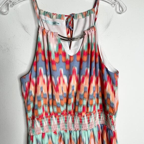 Maurices Women's Maxi Dress Size M Chevron Stripe Blouson Slit Hem Sleeveless - Picture 3 of 9